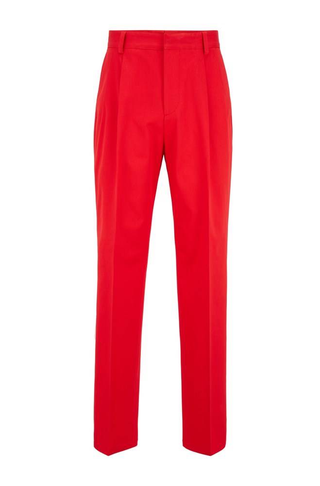 Hugo Boss Relaxed-fit pleated trousers Rød | YfBgGOsU