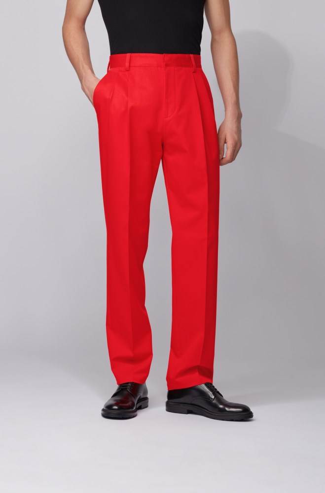 Hugo Boss Relaxed-fit pleated trousers Rød | YfBgGOsU