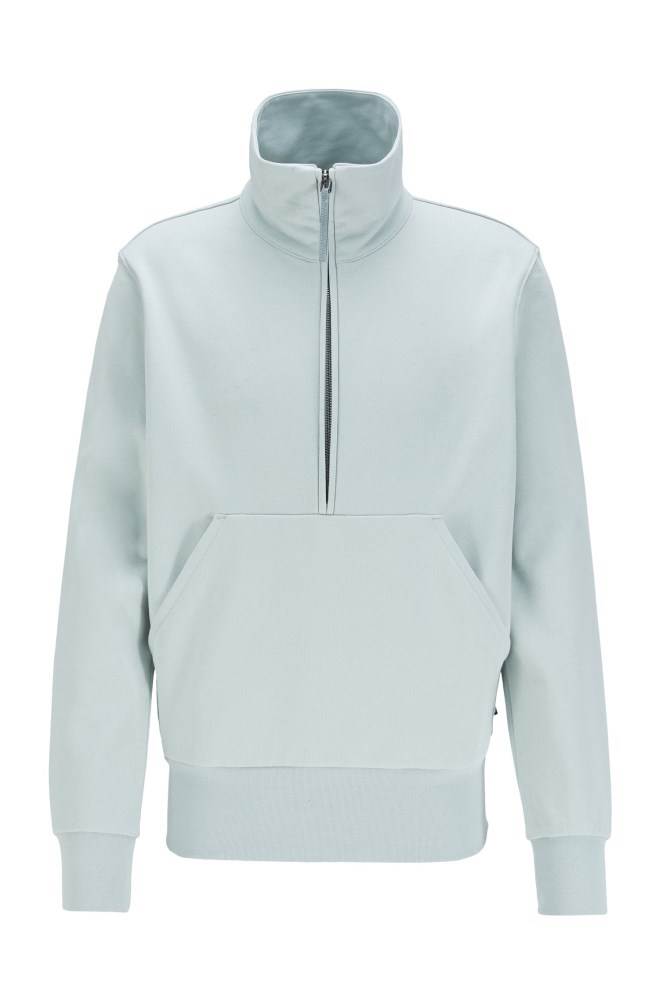 Hugo Boss Relaxed-fit quarter-zip sweatshirt Lyse Blå | y50ciWPr