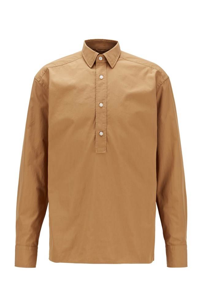 Hugo Boss Relaxed-fit shirt Lyse Brune | HhNJ4Zd8