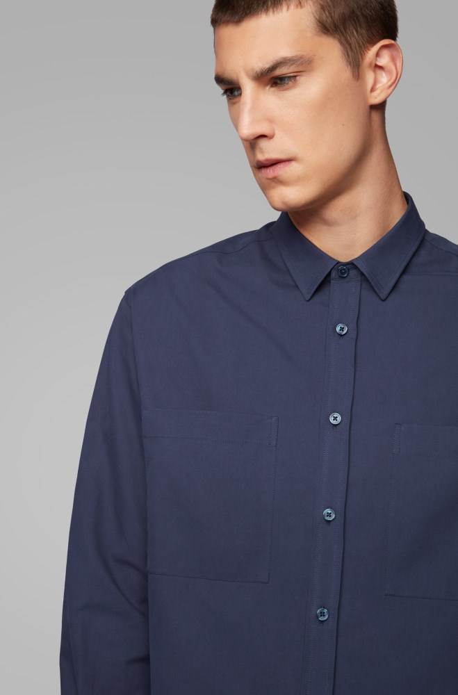 Hugo Boss Relaxed-fit shirt Mørke Blå | 1vDBvxuw