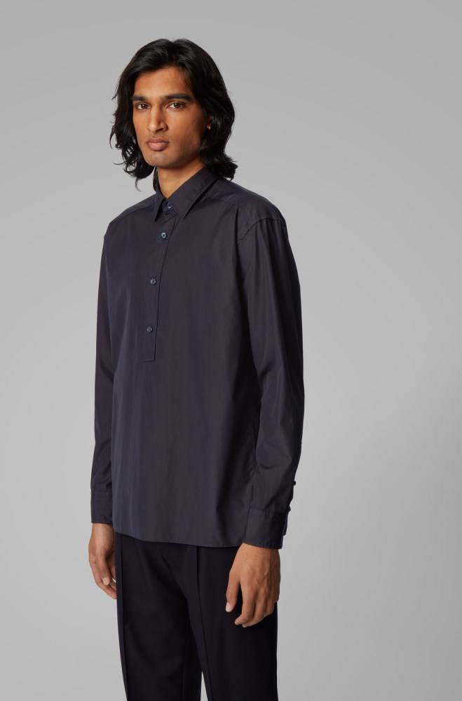 Hugo Boss Relaxed-fit shirt Mørke Blå | HWalG9lc