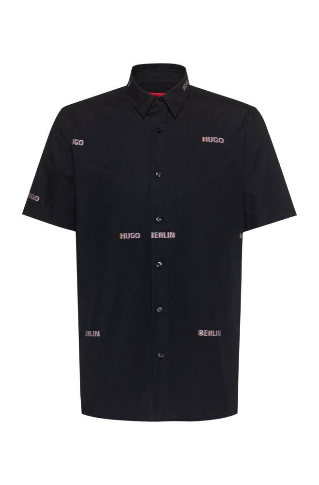 Hugo Boss Relaxed-fit shirt Svarte | OkcFLZex