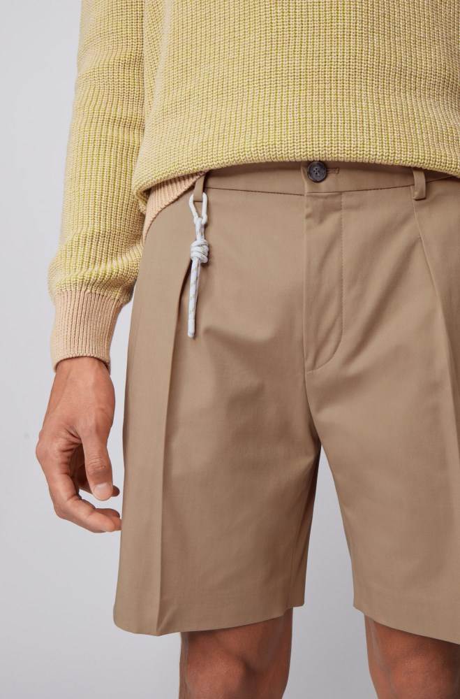 Hugo Boss Relaxed-fit shorts Beige | 0tfhlQHd