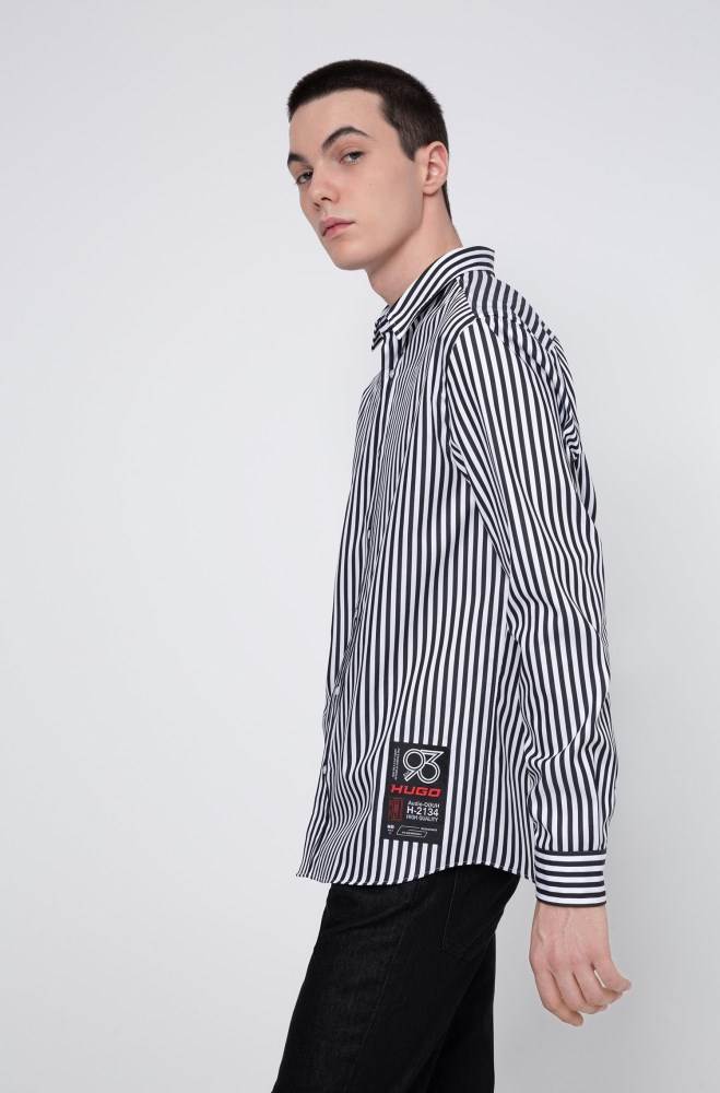 Hugo Boss Relaxed-fit striped cotton shirt Patterned | DYxQY9Yi