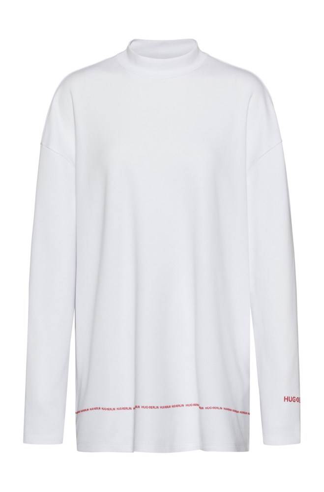 Hugo Boss Relaxed-fit sweatshirt Hvite | 3VAQPrhV