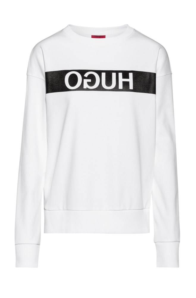 Hugo Boss Relaxed-fit sweatshirt Hvite | n6QhBn4l