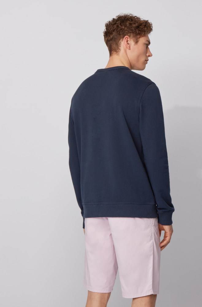 Hugo Boss Relaxed-fit sweatshirt Mørke Blå | S83YyRoF