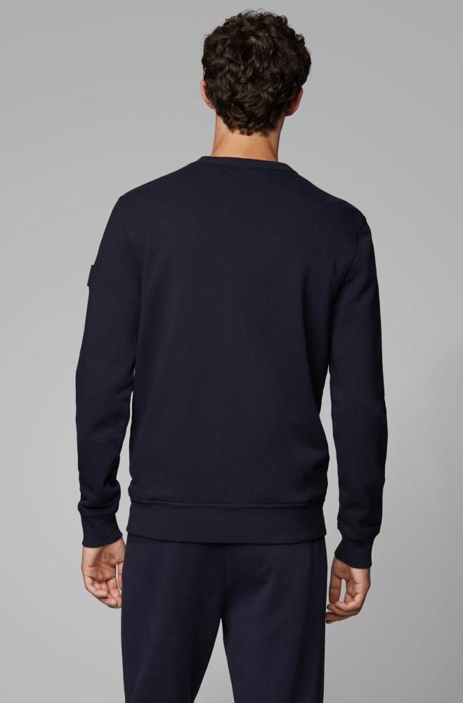 Hugo Boss Relaxed-fit sweatshirt Mørke Blå | hOdDe1Ve