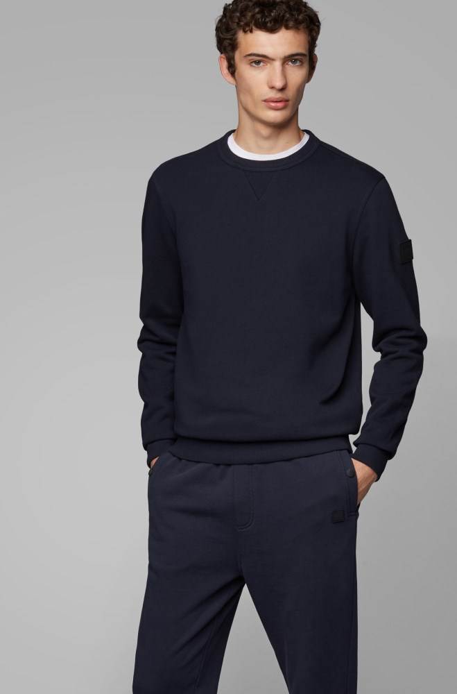 Hugo Boss Relaxed-fit sweatshirt Mørke Blå | hOdDe1Ve