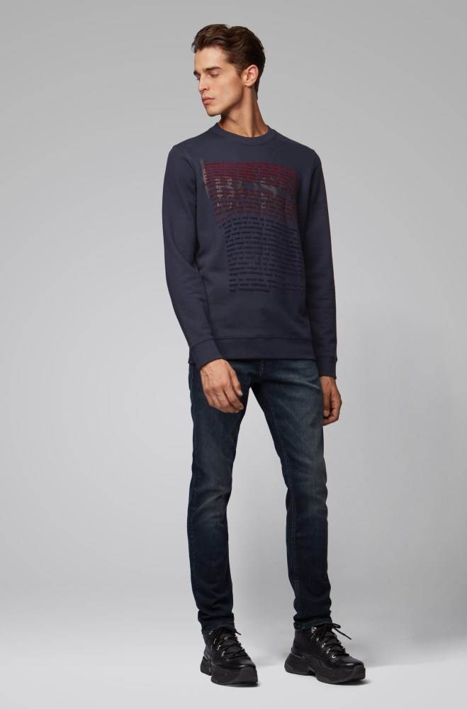 Hugo Boss Relaxed-fit sweatshirt Mørke Blå | jzDr0TBv