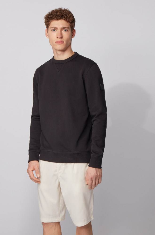 Hugo Boss Relaxed-fit sweatshirt Svarte | KDNTsI3J