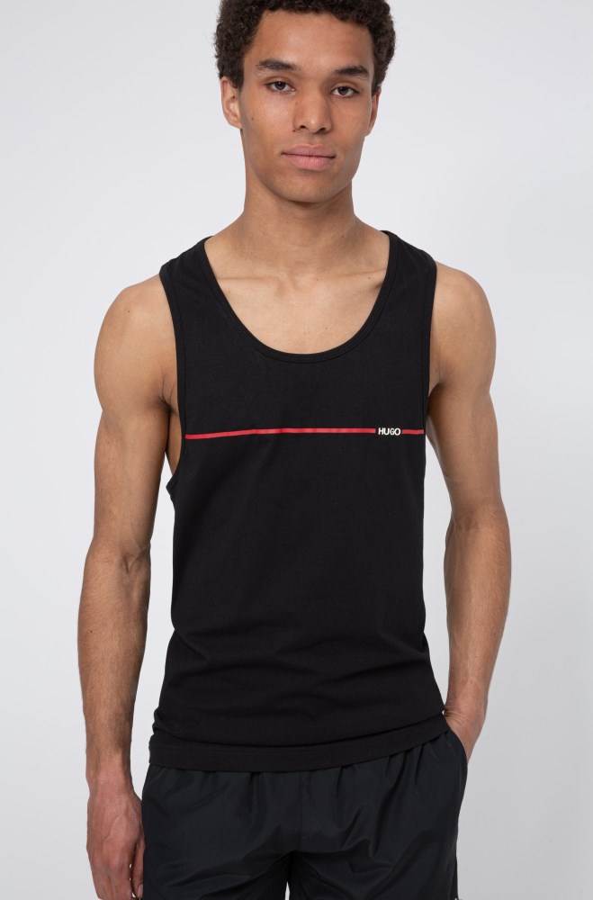 Hugo Boss Relaxed-fit tank top Svarte | VyuwwK3z