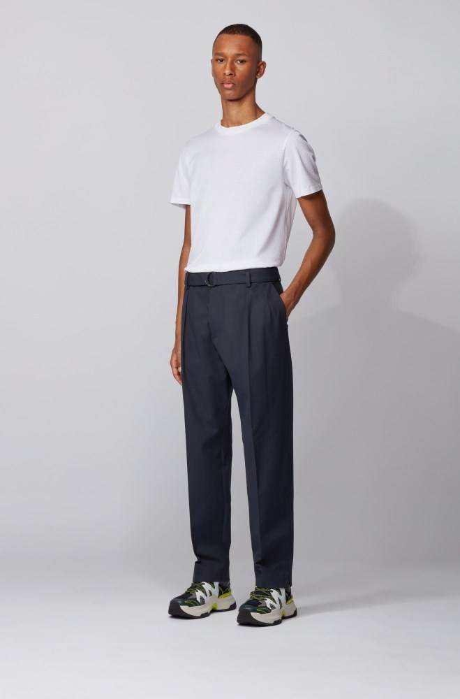 Hugo Boss Relaxed-fit trousers Mørke Blå | FcFkfMA4