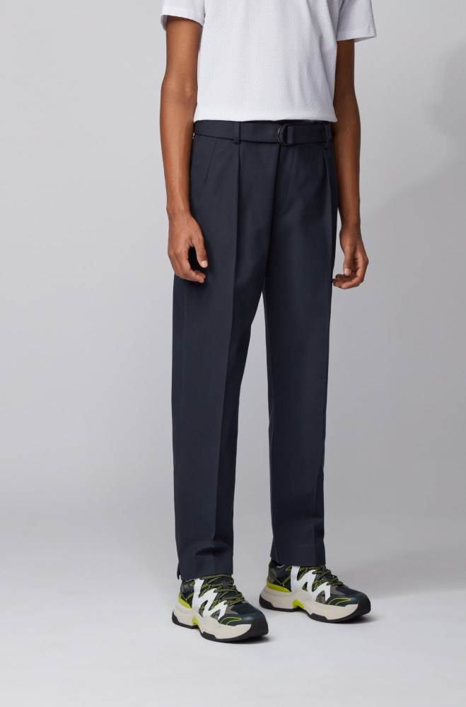 Hugo Boss Relaxed-fit trousers Mørke Blå | FcFkfMA4