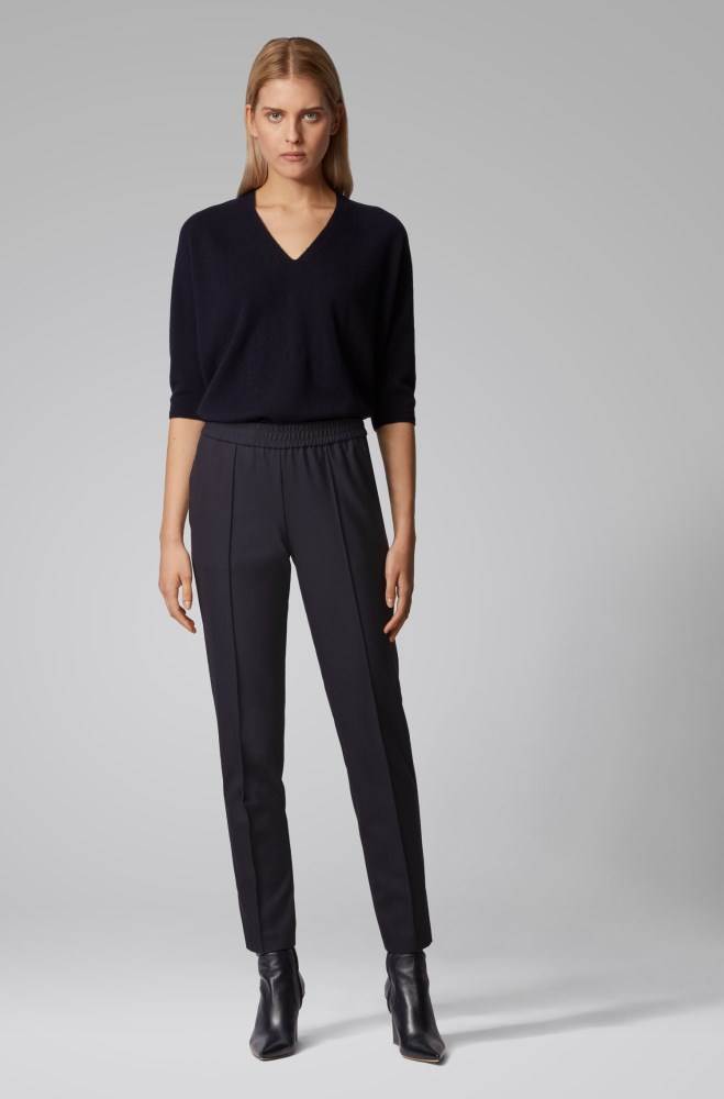 Hugo Boss Relaxed-fit trousers Mørke Blå | H1HeGjUn