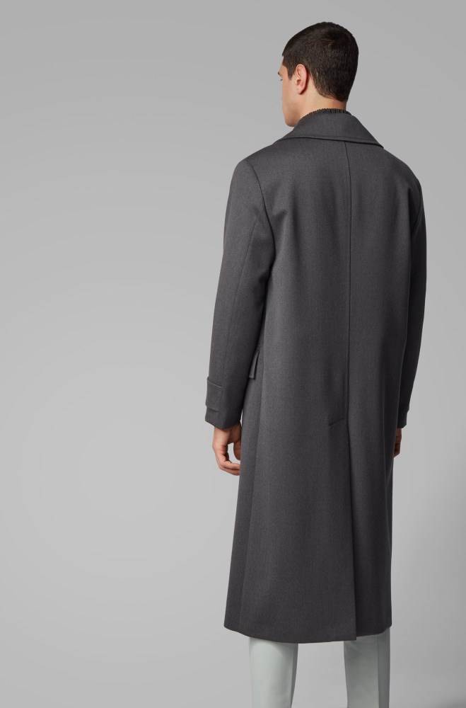 Hugo Boss Relaxed-fit virgin-wool coat Grå | Z9z8TFO3