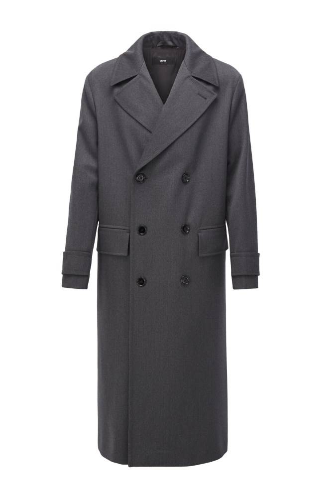 Hugo Boss Relaxed-fit virgin-wool coat Grå | Z9z8TFO3