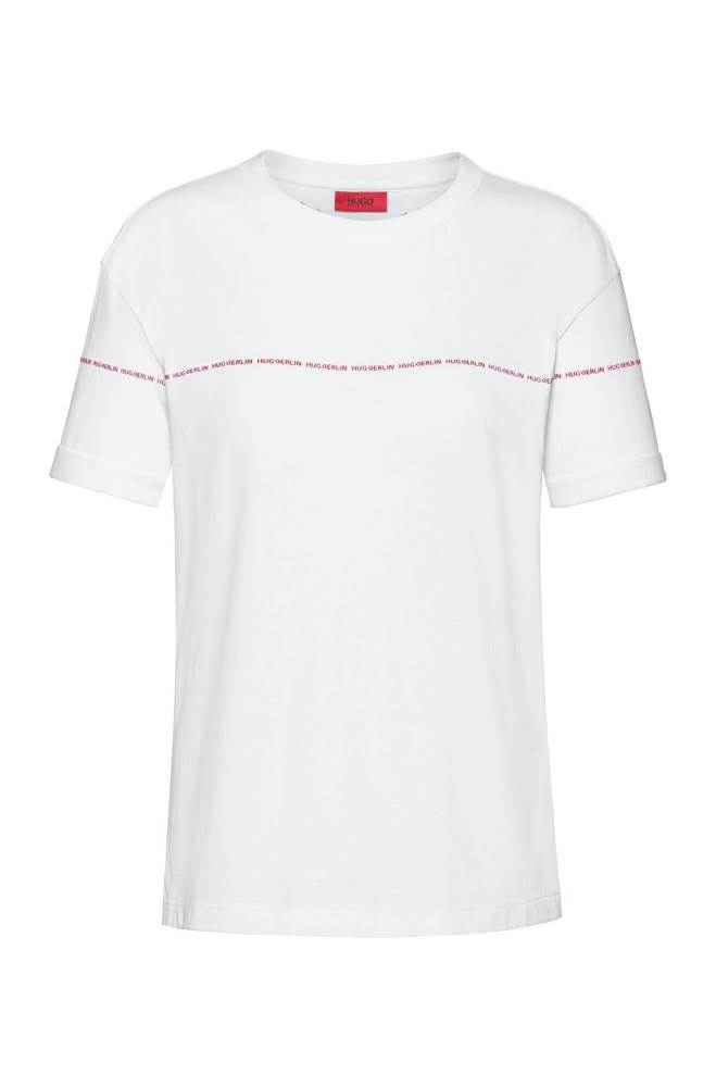 Hugo Boss Repeat slogan-print T-shirt Hvite | 79L0Io6p