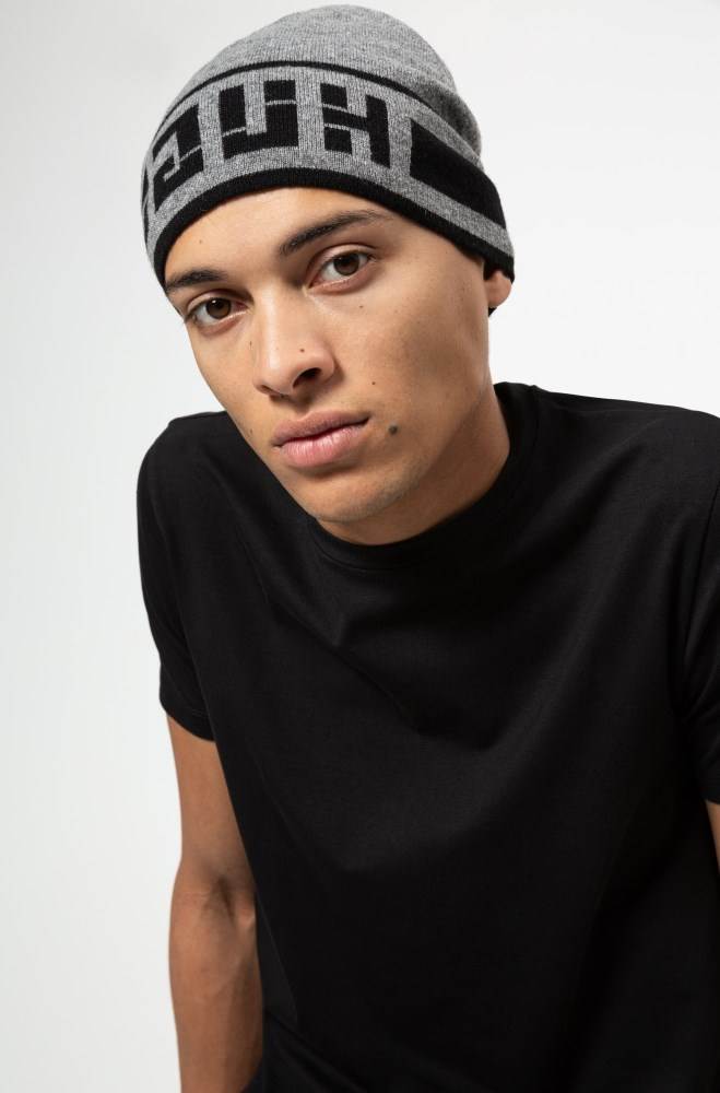 Hugo Boss Reverse-logo beanie hat Lyse Grå | vHUh6uCa