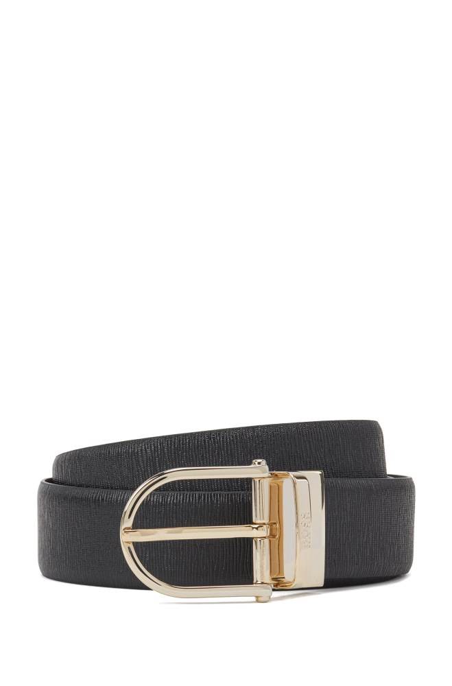 Hugo Boss Reversible belt Svarte | EHuj0XYB