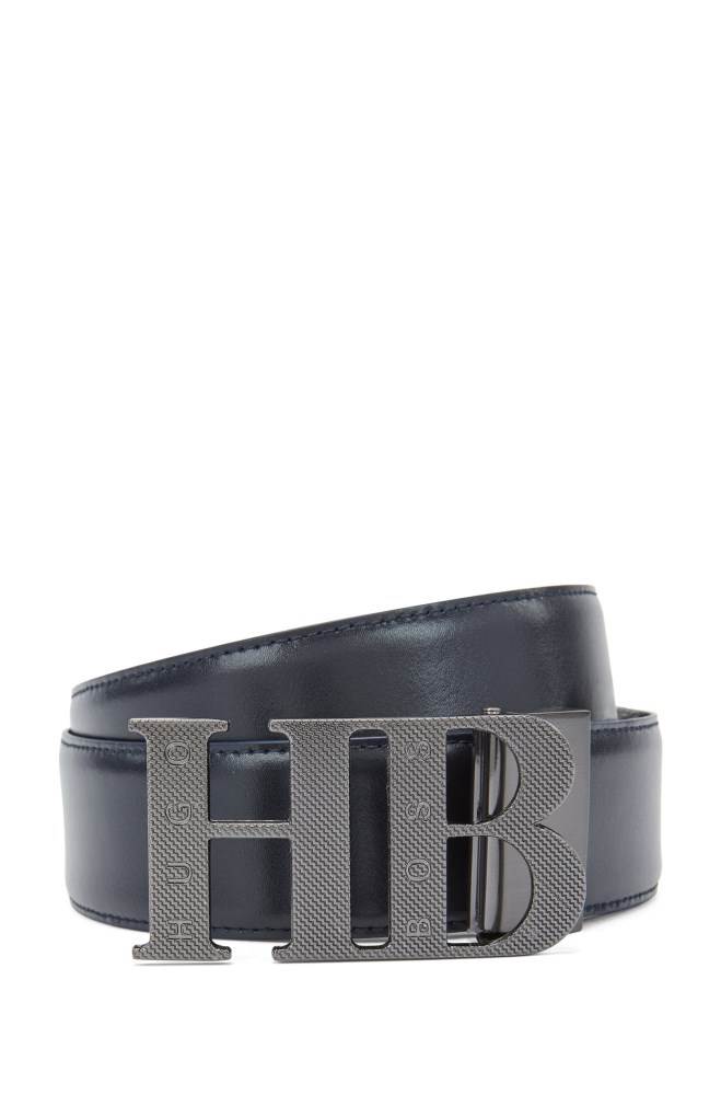 Hugo Boss Reversible leather belt Mørke Blå | IS4T0fda