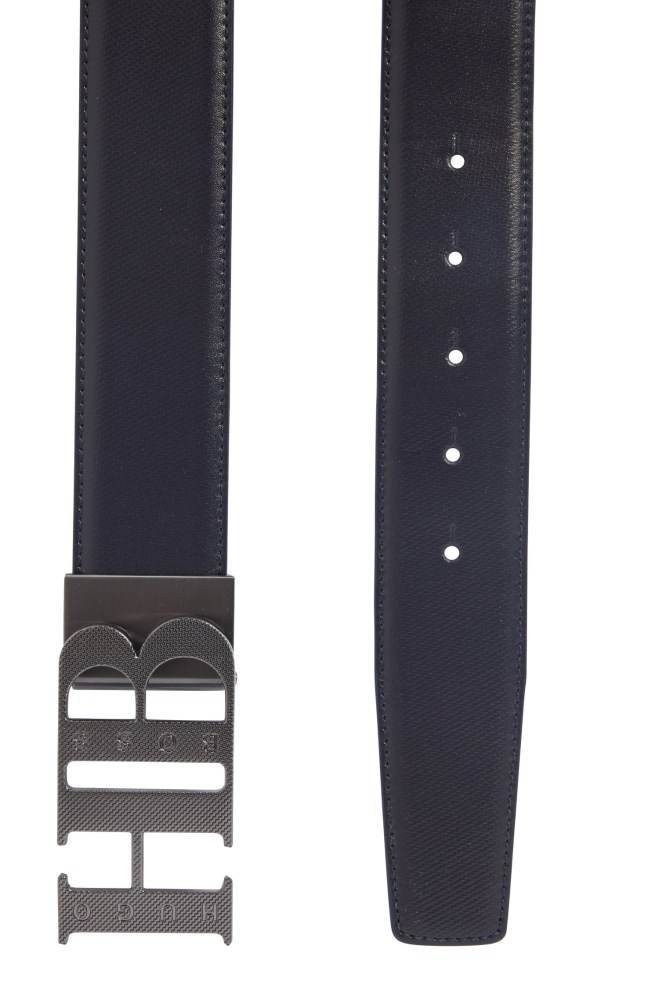 Hugo Boss Reversible leather belt Mørke Blå | IUcZsbJw