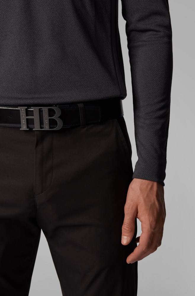 Hugo Boss Reversible leather belt Mørke Blå | IUcZsbJw