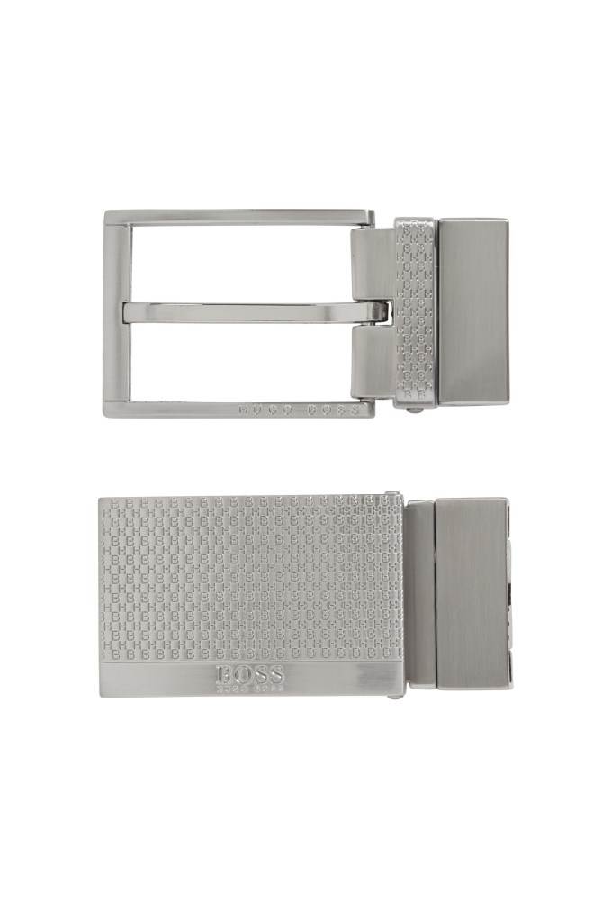 Hugo Boss Reversible smooth and structured leather belt Svarte | LhfNWdZ3