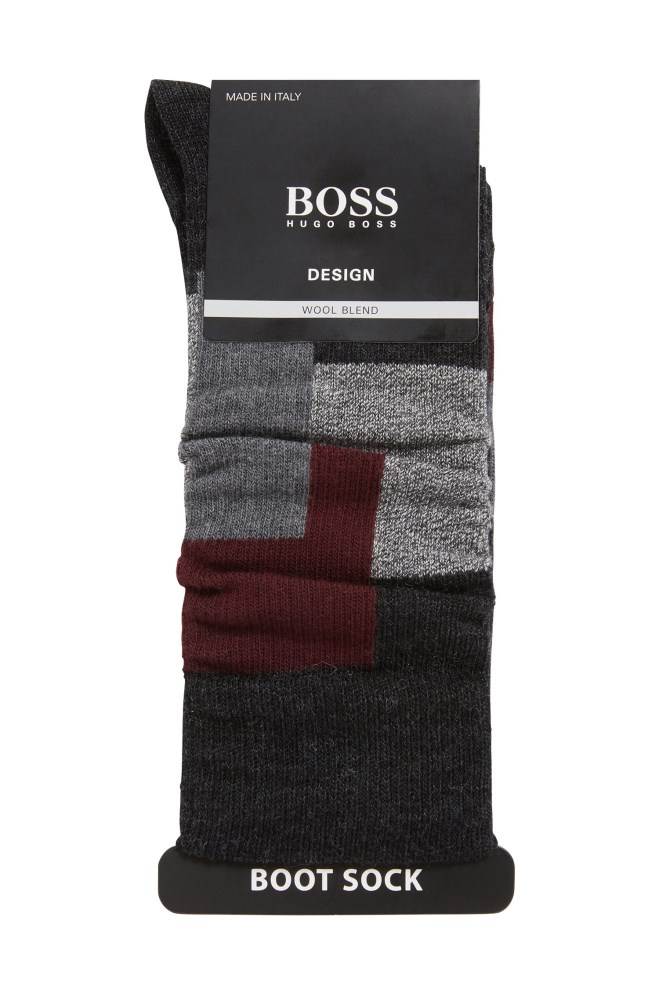 Hugo Boss Ribbed boot socks Mørke Grå | u9P0d1yM