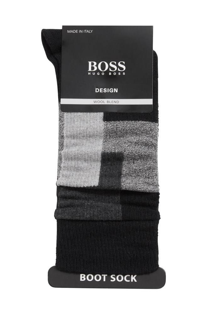 Hugo Boss Ribbed boot socks Svarte | hMzi1d0y