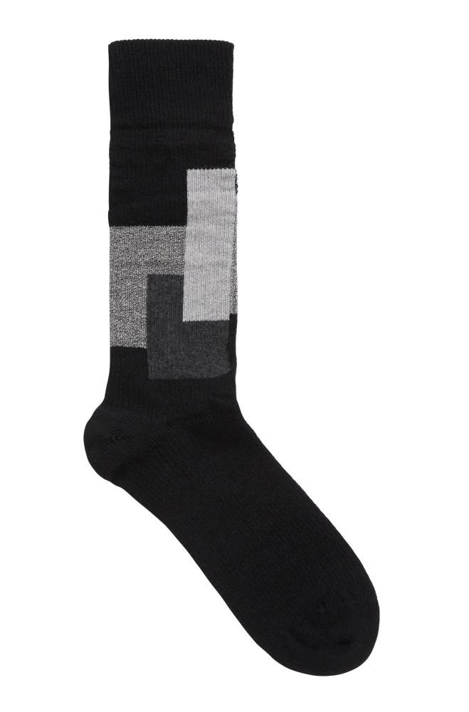 Hugo Boss Ribbed boot socks Svarte | hMzi1d0y