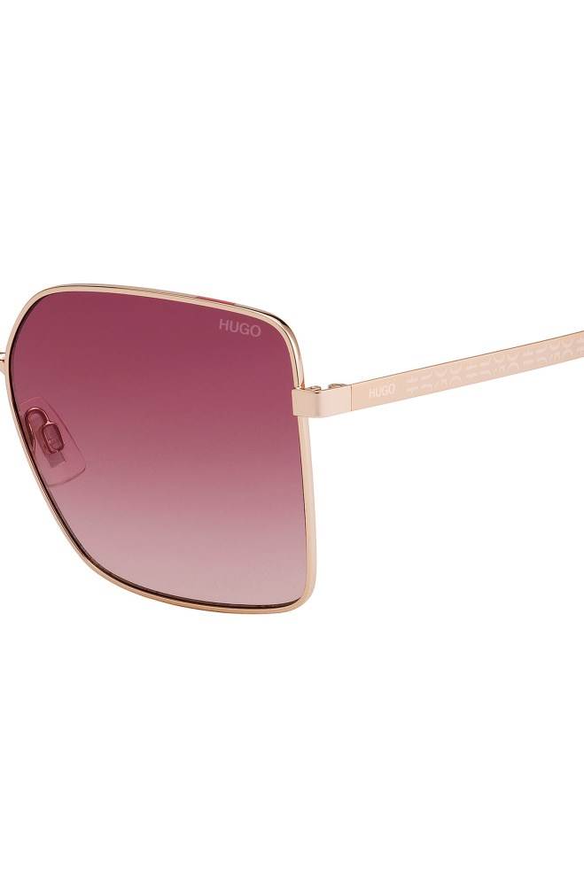 Hugo Boss Rose-gold metal sunglasses Lyse Rød | cDPKt9HZ