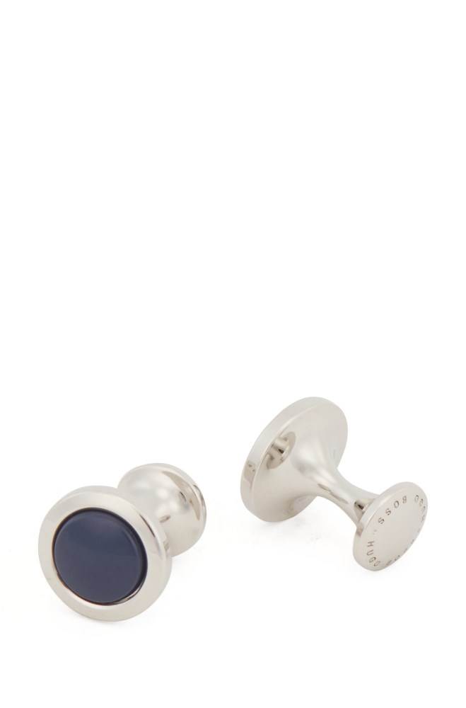 Hugo Boss Round brass cufflinks Mørke Blå | jDAqU60M