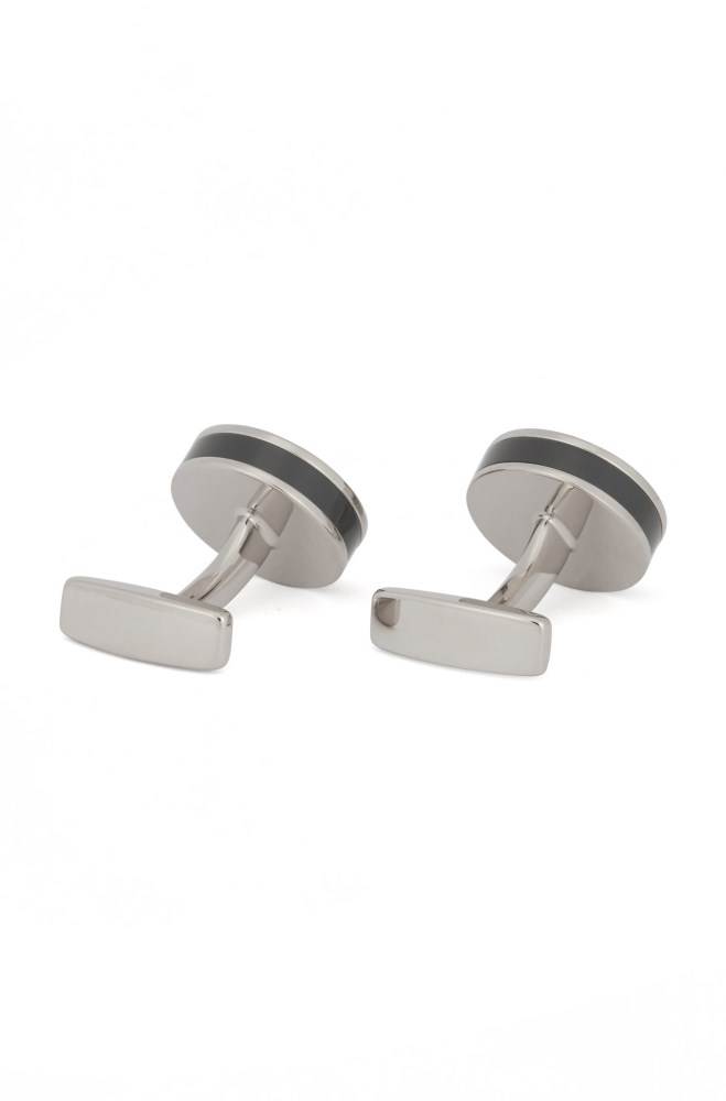 Hugo Boss Round cufflinks Grå | a1CXEkJ6