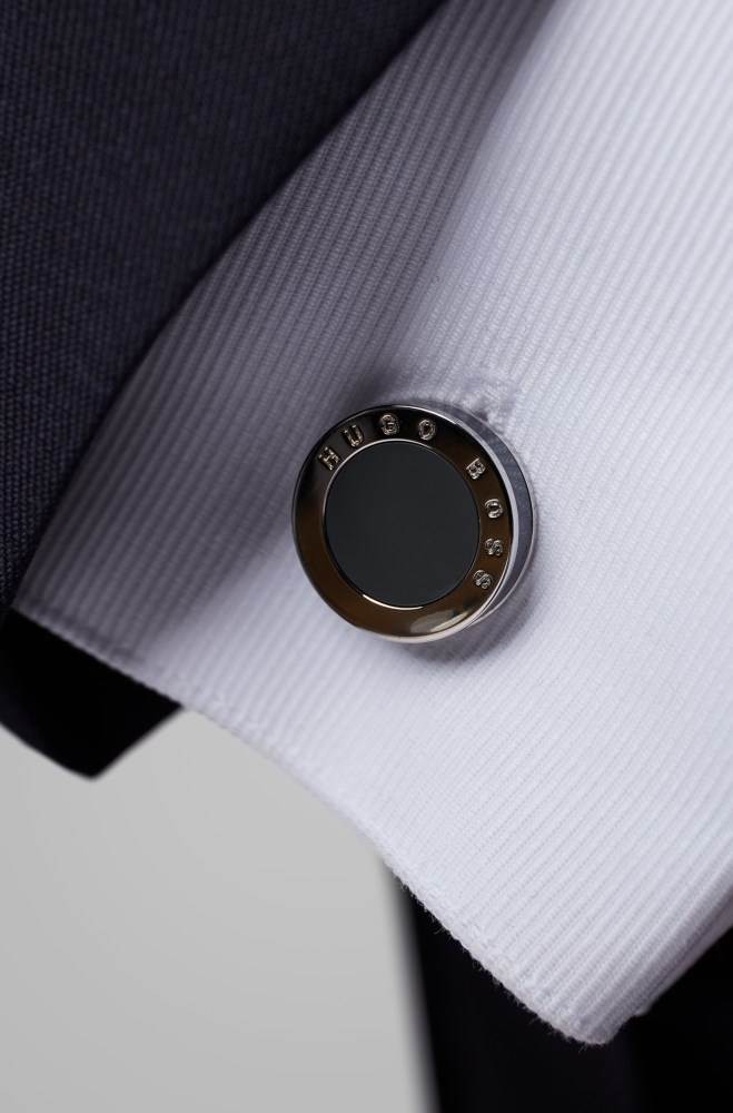 Hugo Boss Round cufflinks Grå | a1CXEkJ6