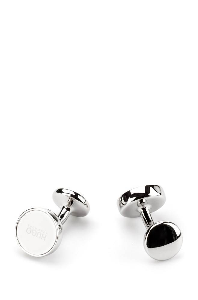 Hugo Boss Round cufflinks Hvite | 4FeV69Ur