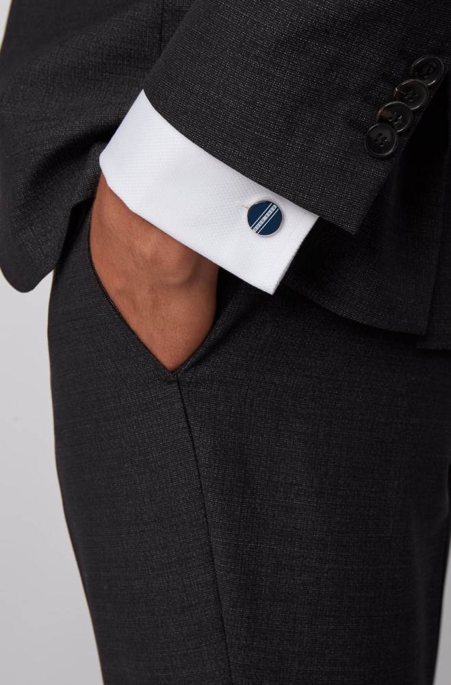 Hugo Boss Round cufflinks Mørke Blå | 5nqWkjpP