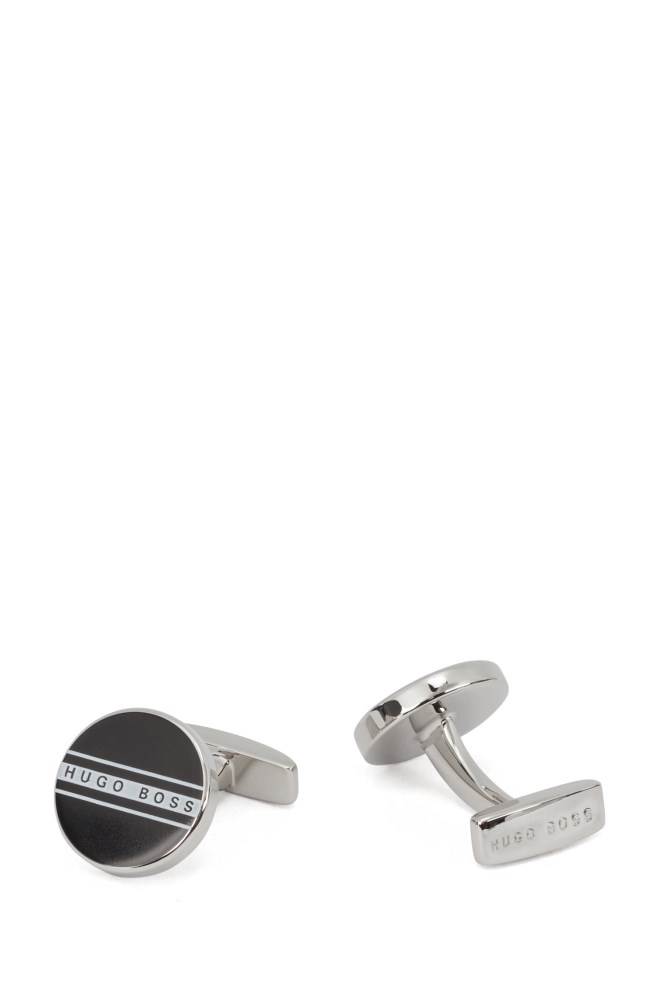 Hugo Boss Round cufflinks Svarte | QEeoiDgR