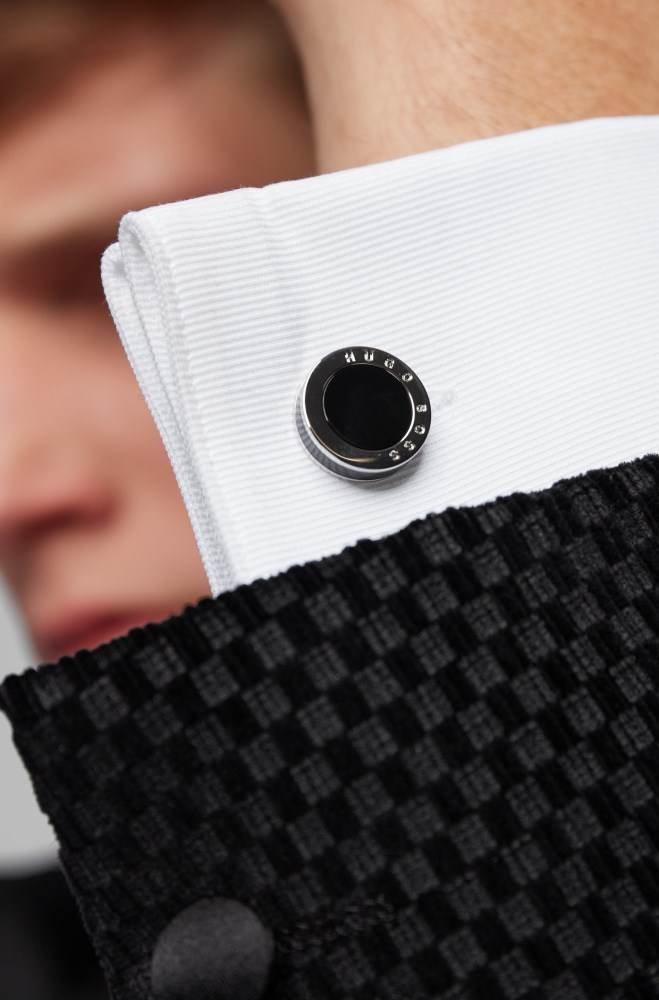 Hugo Boss Round cufflinks Svarte | VuywZDmZ