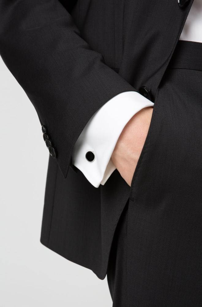 Hugo Boss Round cufflinks Svarte | h8TMse1s