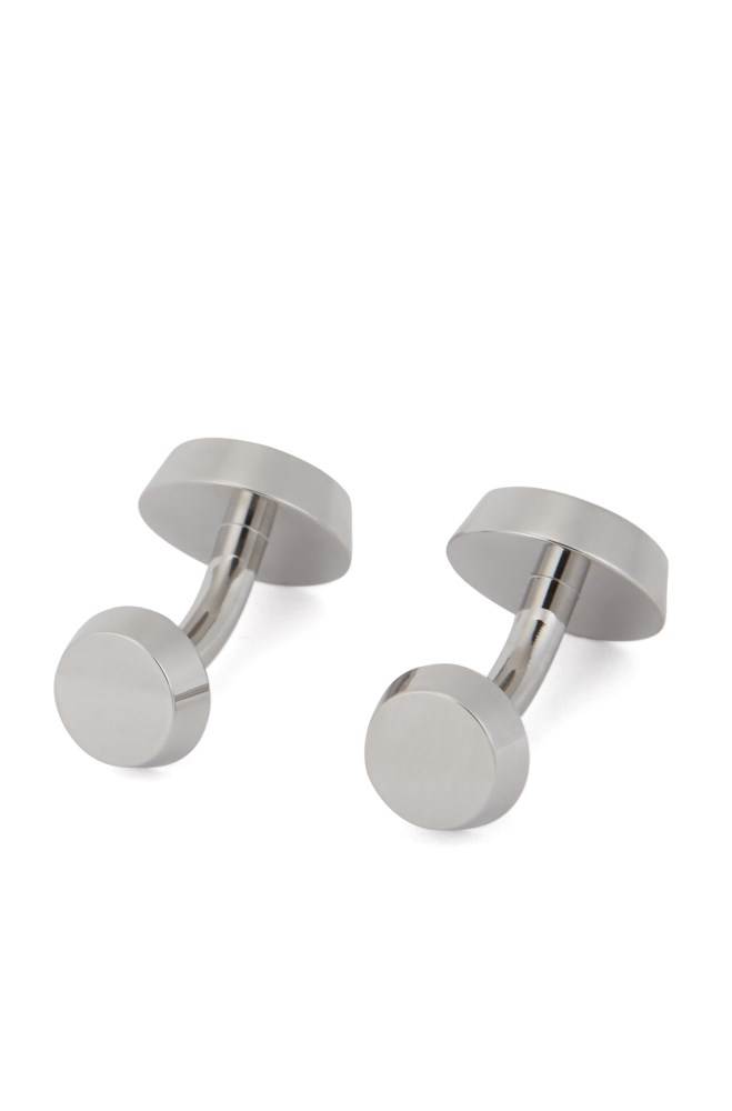 Hugo Boss Round logo-engraved cufflinks Hvite | xwvgxr5f