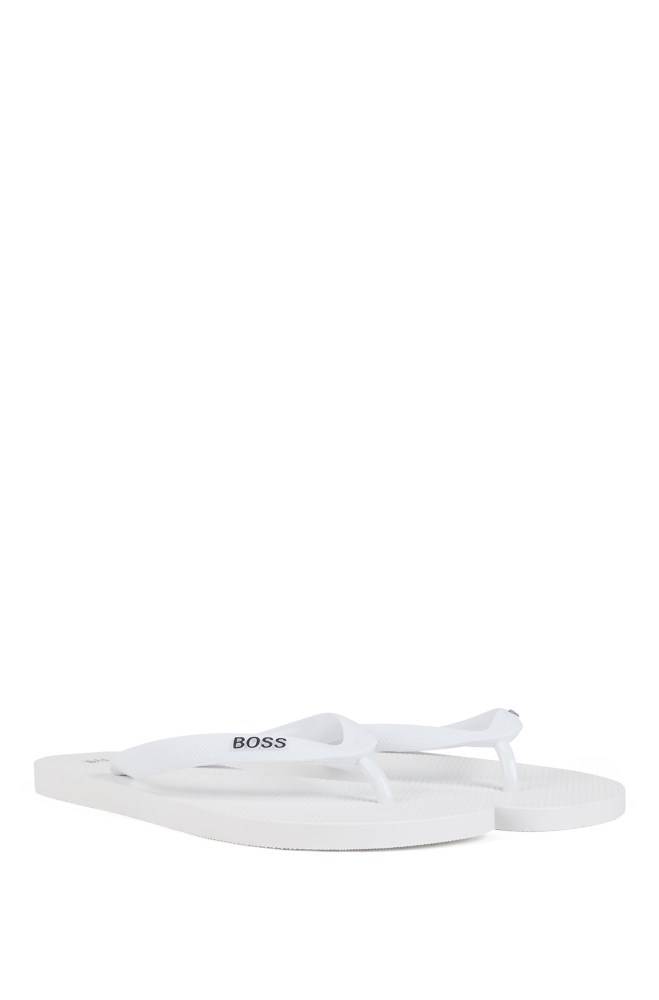 Hugo Boss Rubber flip-flops Hvite | Ot0VWyYN