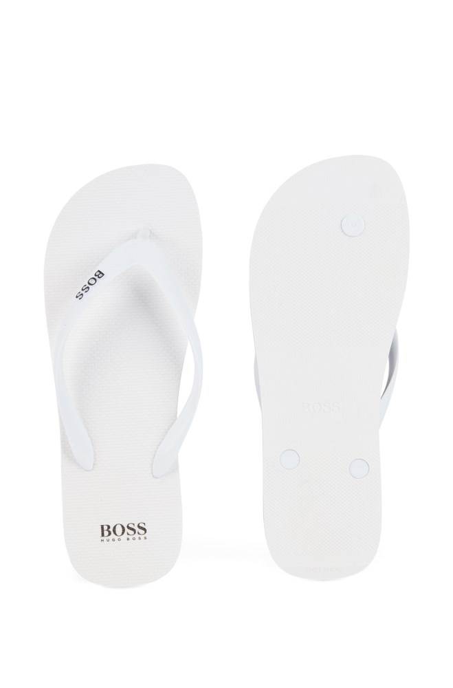 Hugo Boss Rubber flip-flops Hvite | Ot0VWyYN