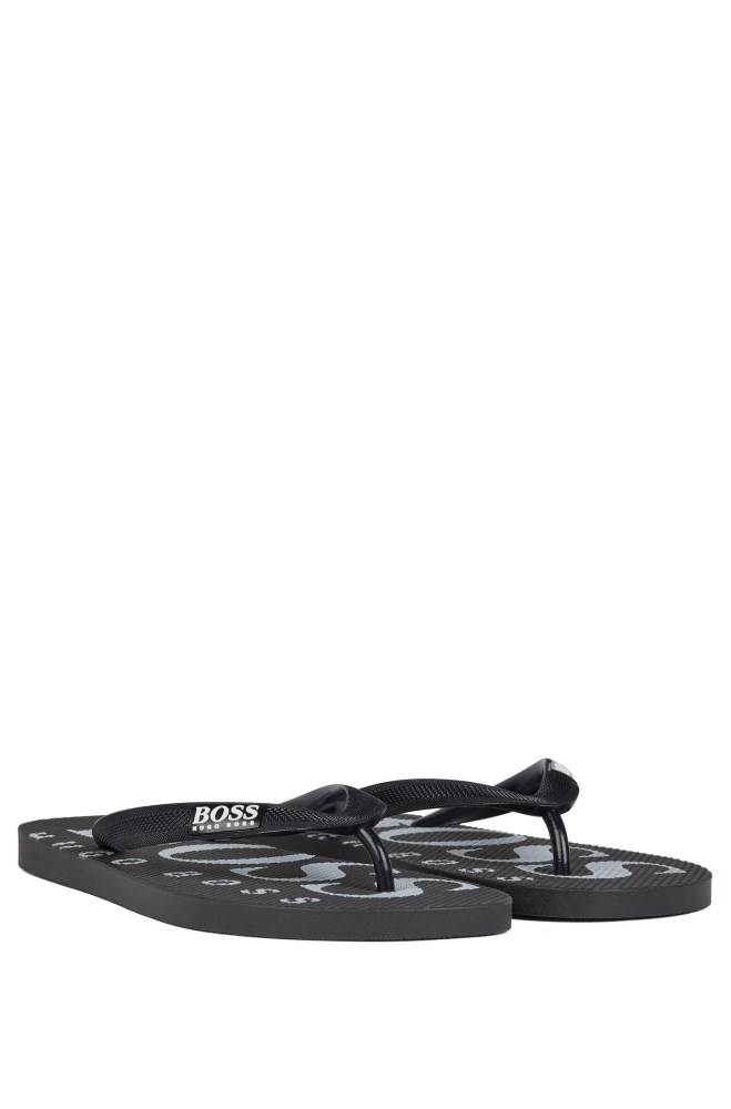 Hugo Boss Rubber flip-flops Svarte | tR5al9Ja