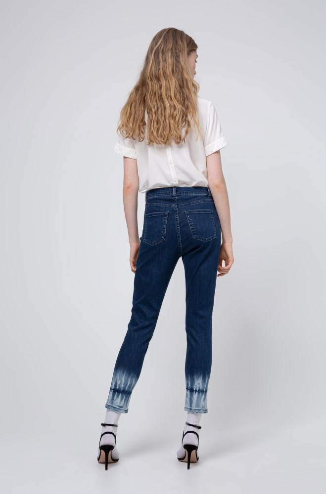 Hugo Boss STELLA slim-fit high-waisted jeans Blå | RBmVeoCA