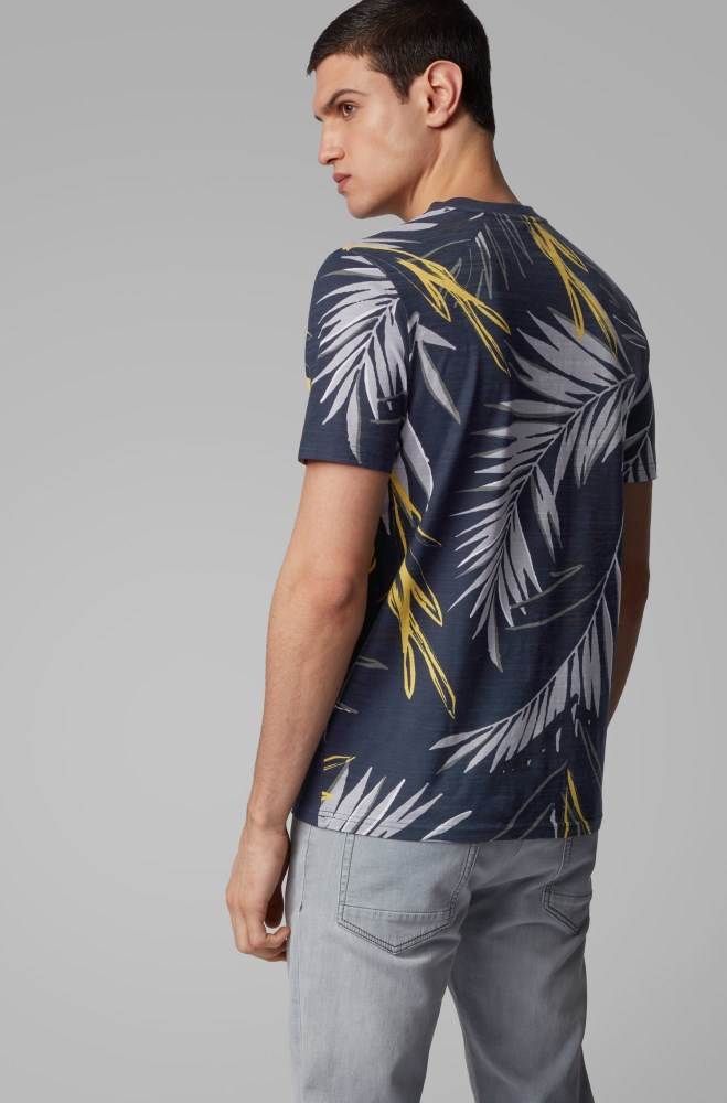 Hugo Boss Safari-print T-shirt Mørke Blå | boupiVcj