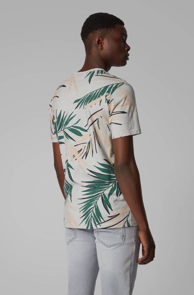 Hugo Boss Safari-print T-shirt Sølv | 83QGQlDU