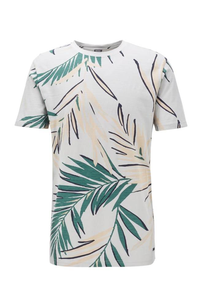 Hugo Boss Safari-print T-shirt Sølv | 83QGQlDU