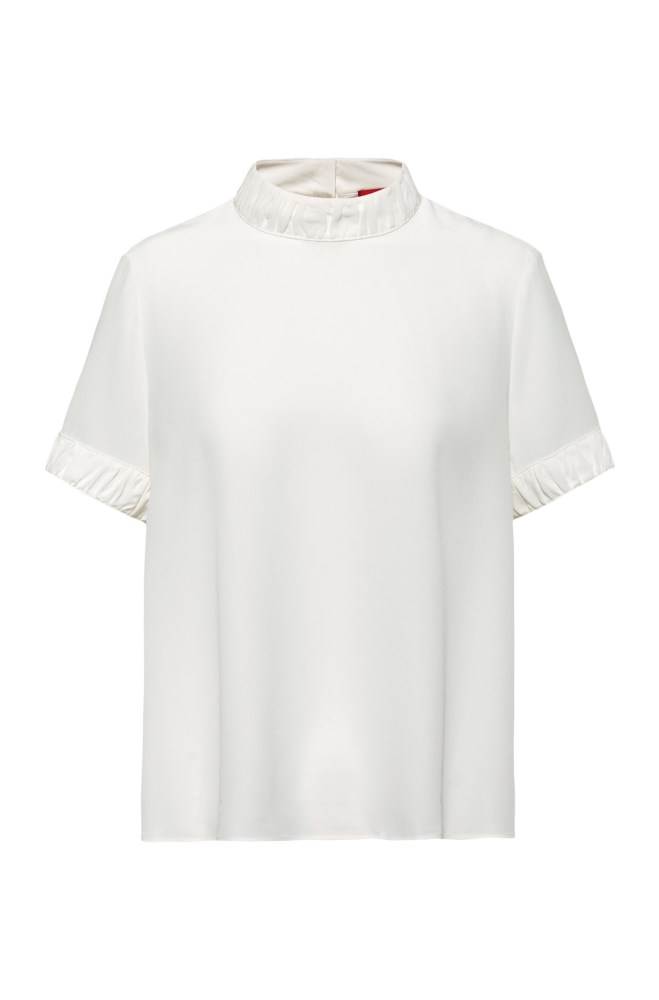 Hugo Boss Sand-washed silk blouse Hvite | gPdEhFqS